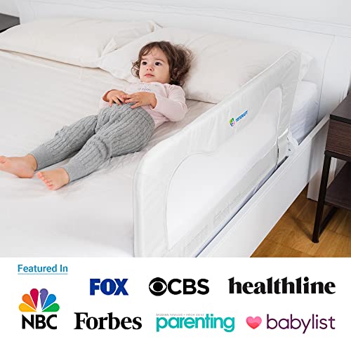 TotCraft Toddler Bed Rails Guard – Universal Baby & Children Bed Rail for Box Spring &slats – Kids Bed Rails for Toddlers for Cribs, Twin, Double, Full Size Queen &King Bed - White (35.5L19.5H) in