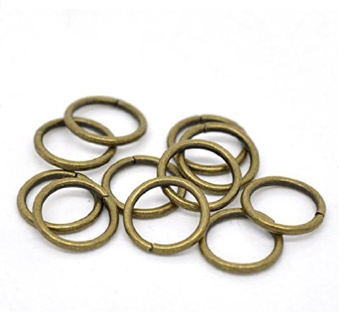 100pcs 10mm (0.39 Inch) Open Jump Ring O Ring Connector (Wire - 1mm/0.04 inch/18 Gauge) Antique Bronze Plated Brass for Jewelry Craft Making CF85-10
