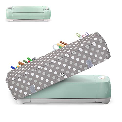 Luxja Dust Cover Compatible with Cricut Explore Air and Explore Air 2, Dust Cover with Back Pockets, Gray Dots