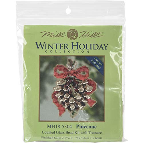 Pinecone Beaded Counted Cross Stitch Holiday Ornament Kit Mill Hill 2015 Winter Holiday MH185304