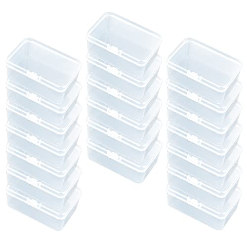 Thintinick 20 Pack Rectangular Clear Plastic Storage Containers Box with Hinged Lid for Beads and Other Small Craft Items (3.35 x 2.17 x 1.38 inch)