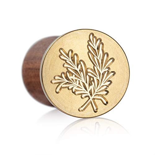 Mceal Wax Seal Stamp, Silver Brass Seal with Wooden Handle, Rosemary