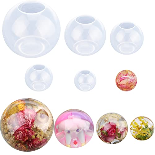 5pcs Large Sphere Resin Mold Silicone,Sphere Molds for Epoxy Resin,Transparent Round Silicone Mold for Soap, Candle, Resin Art, Bath Bomb,Home Decor(0.9, 1.3, 1.7, 2, 4inch)