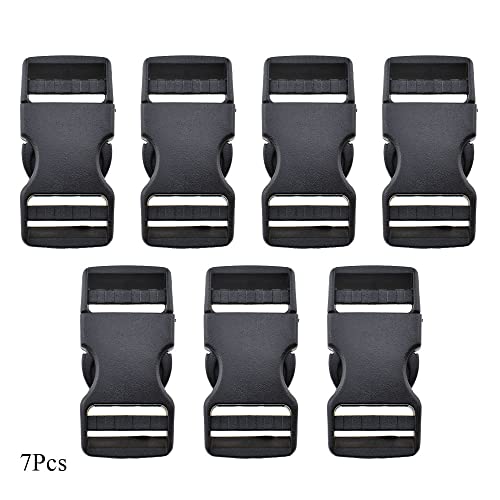 SGH Pro Quick Side Release Buckles 0.75' Wide Dual Adjustable Clips Snaps No Sewing Heavy Duty Plastic 7 Pack Replacement for Nylon Strap Webbing Survival Paracord Backpack Fanny Pack Waist Strap