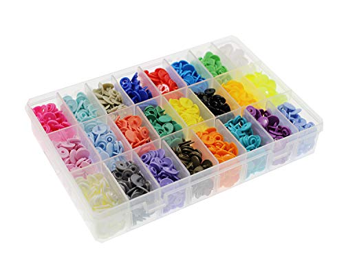 504 Sets KAM T3 Snaps, BetterJonny Size 16 Plastic Snaps Starter Fasteners Kit No-Sew Buttons for Crafts Doll Clothing Diaper Bibs Sewing 24 Colors