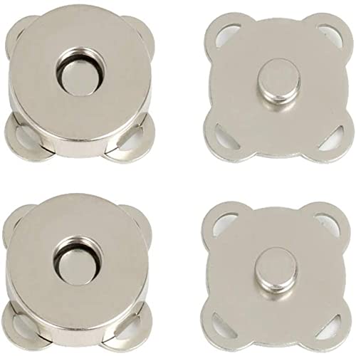 Magnetic Snaps Buttons Plum Magnetic Snap Closures for Purses Bags Clothes Handbags Scrapbooking,Magnetic Purse Closure Fasteners ,Sewing on Magnetic Snaps for DIY Craft (15mm) (Silver)