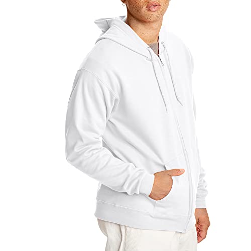 Hanes mens Full-zip Eco-smart Hoodie Hoody, White, XX-Large US