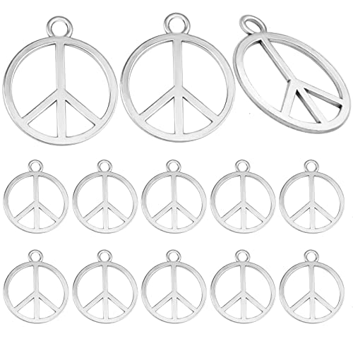 60pcs Antique Silver Peace Symbol Charms Pendant Vintage Alloy Peace Sign Dangle Charms for DIY Necklace Bracelet Craft Supplies Jewelry Making