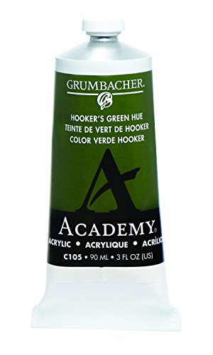 Grumbacher Academy Acrylic Paint, Gloss, 90ml/3 oz Metal Tube, Hooker's Green Hue