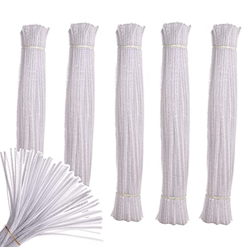 AGOOBO 500 Pcs White Pipe Cleaners,12 inch Chenille Stems for DIY Art Creative Crafts Decorations