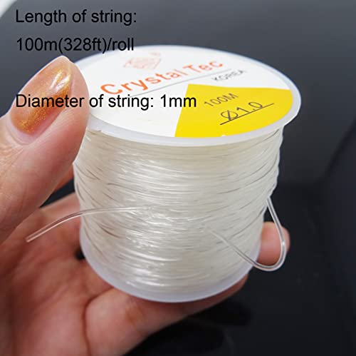 Honbay Jewelry Making String Clear Elastic Beading Threads Elastic Stretch String for Jewelry Making, Bracelet, Beading,Crystal, Arts & Crafts (1mm 100m)