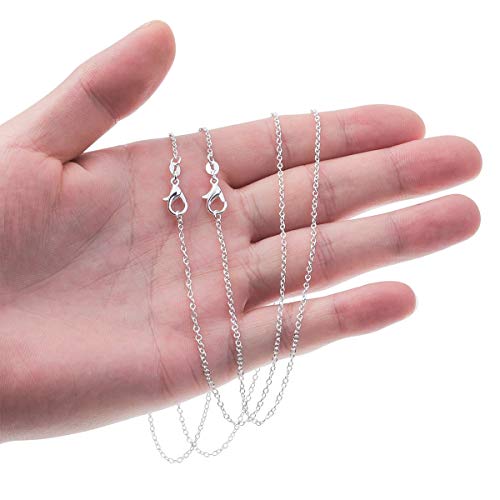 selizo 30 Pack Necklace Chains Bulk for Jewelry Making, Bulk Necklace Chains Silver Plated Cable Chains for Jewelry Making, 1.2 mm (18 Inches)