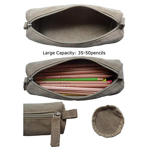 Enyuwlcm Canvas Stationery Handmade Pencil Roll Wrap Travel Pen Organizer Bag with Simple Pencil Case 2 Pack