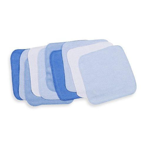 Spasilk Washcloth Wipes Set for Newborn Boys and Girls, Soft Terry Washcloth Set, Pack of 10, Blue