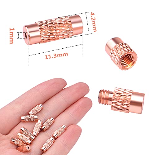 50pcs Brass Screw Twist Clasps Tube Fastener Cord End Caps for DIY Bracelet Necklace Craft Keychains Jewelry Making Handmade Decoration, Rose Golden, 11.3 mm x 4.2 mm