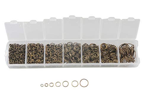 ALLinONE Mixed 7 Sizes Open Jump Rings Kit Jewelry Findings for DIY Craft Jewelry Making Repair (Antique Bronze)