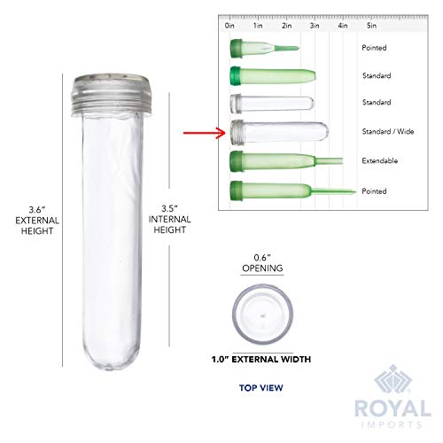 Floral Water Tubes/Vials for Flower Arrangements by Royal Imports, Clear - 3.5" (3/4" Opening) - Standard - 50/Pack - w/Caps