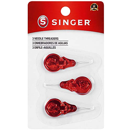 SINGER 00058 Metal Needle Threaders, 3-Count, (Pack of 1), White, RED