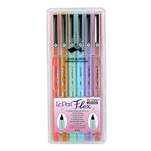 Uchida Of America Le Pen Flex Pastel Colors Art Supplies, 6 Count (Pack of 1)