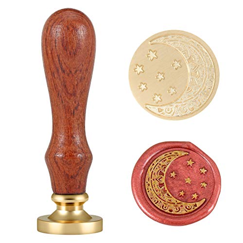 Mornajina Wax Seal Stamp Moon and Star Sealing Stamp for Wedding Invitations Card Envelopes Letter Decoration