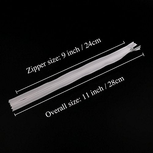40PCS Nylon Invisible Zipper Tailor DIY Sewing Tools for Garment/Bags/Home Textile(9 inch,White)