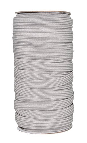 Mandala Crafts Flat Elastic Band, Braided Stretch Strap Cord Roll for Sewing and Crafting; 3/8 inch 10mm 50 Yards Gray
