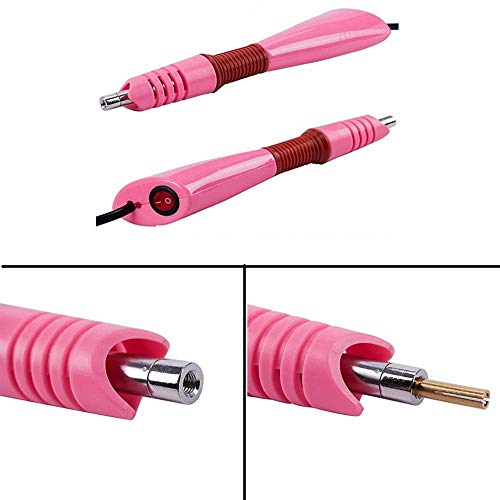 Hotfix Applicator,DIY Hot Fix Rhinestone Setter Applicator Wand Tool Kit Set with 7 Different Sizes Tips,Support Stand (Pink)