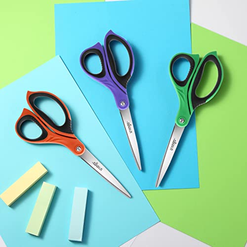 LIVINGO 3 Pack Sharp Scissors, 8.5 inch Comfort Grip Scissors All Purpose for Office, Stainless Steel Shears for Home Heavy Duty Cutting Fabric Sewing, Paper, School Crafting DIY