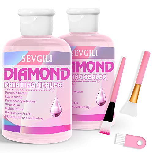 Diamond Painting Sealer Kits 240ML with Brushes, Diamond Art Sealer Puzzle Glue Diamond Painting Accessories and Tools,Diamond Painting Kits for Adults (8OZ)