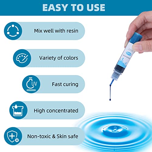 Epoxy Resin Pigment - 24 Colors Transparent Epoxy Resin Dye Non-Toxic for Resin Jewelry Making, UV Resin Dye - Concentrated Resin Pigment Liquid for Art, Paint, Crafts - 0.35oz/10ml Each