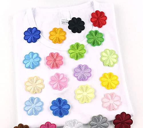 40 Pack Flower Iron on Patches Daisy Embroidered Applique Motif for DIY Garments Embellishment Earring Making Assorted 20 Colors(Daisy)