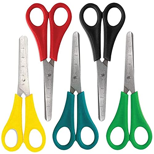 25 Pack of Scissors 5 Inch Blunt Tip Kids Safety, Bulk Pack of Scissors Perfect for School & Craft Projects (25 Pack)
