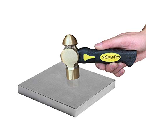 HimaPro Steel Bench Block(4"x4“x1/2") and 1 pound Brass Hammer Set for Jewelry Making, Metal Stamping, and Wire Hardening - A Basic but Necessary Tool Set