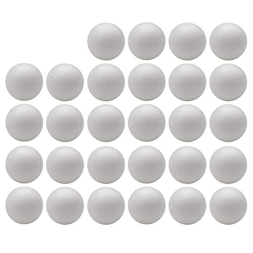 Crafjie 28-Pack Craft Styrofoam Balls, 2 Inches in Diamete, Smooth and Durable Foam Balls, for DIY Crafting and Decoration, White