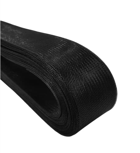 Abbaoww 50 Yards Soft Horsehair Braid 4 Inch for Polyester Boning Sewing Wedding Dress Dance Gowns Dress Accessories, Black