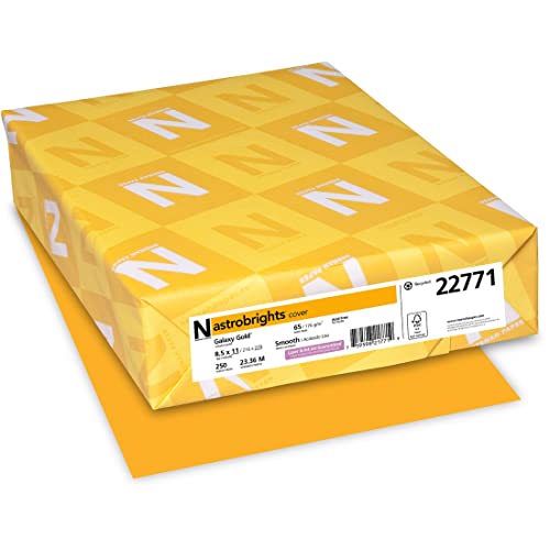 Neenah Wausau Paper Astrobrights Colored Card Stock, 65 lb, Letter, Galaxy Gold, 250 Sheets per Pack (22771)