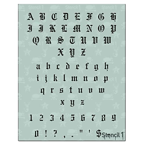 Stencil1 Old English Font Stencil - Upper and Lower Case Stencils Alphabet Stencil for Bullet Journal Supplies Scrapbooking Painting Drawing Craft (1/2" Letters)