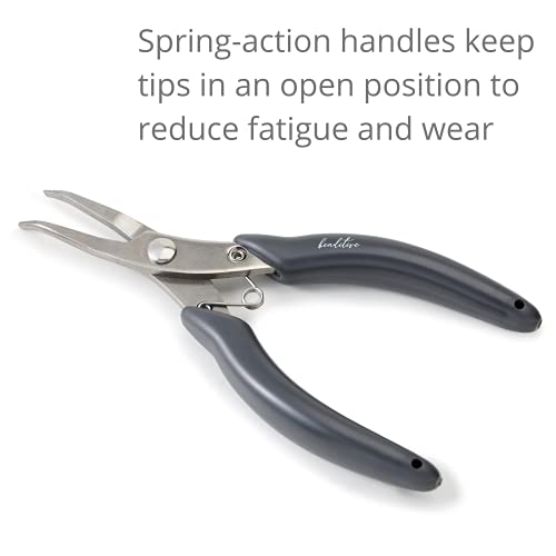 Beaditive Bent Nose Pliers | Fine, Non-Serrated Tips | Jewelry Making, Beading, Crafting | Stainless Steel