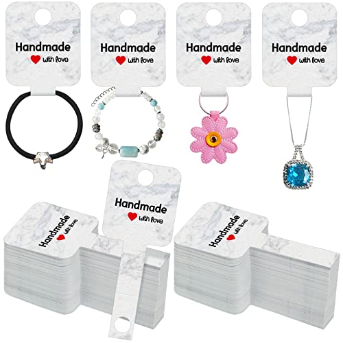 300 Pieces Necklace Display Cards Holder Bracelet Earring Jewelry Marble Cards Packaging for Selling Keychain Making Supplies Hanging Jewelry Tags Paper for Necklace Keychain Business, 1.6" x 3.9''