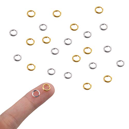 Aylifu 6mm Split Rings, 600 Pieces Small Split Key Rings Double Loop Jump Rings Connectors for DIY Jewelry Making - Silver and Gold