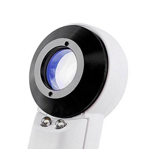 LED Lighted Slide out Illuminated Portable 40X Jewelers Loupe Magnifier - with LED Magnifying Eye Loop Stand