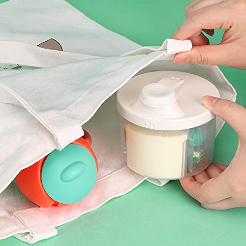 Accmor Baby Milk Powder Formula Dispenser, Non-Spill Rotating Four-Compartment Formula Dispenser and Snack Storage Container for Infant Toddler Children Travel Outdoor,2 Pack,White