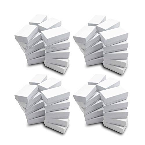 The Display Guys – Cardboard Jewelry Boxes With Cotton – 100 Pack – White Swirl – #21 (2 5/8" x 1 5/8" x 1")