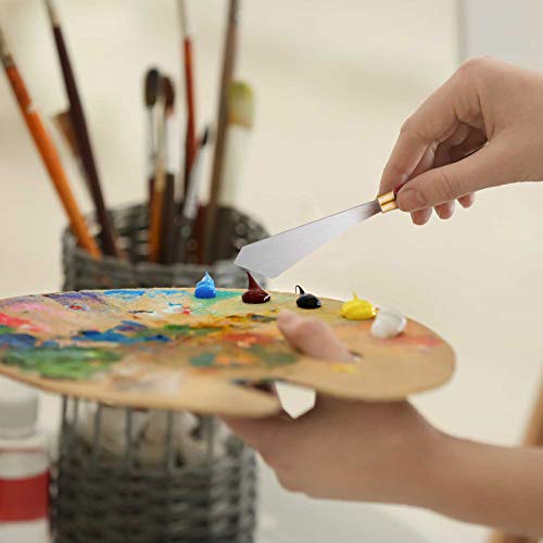 Painting Knife Set Painting Mixing Scraper Stainless Steel Palette Knife Painting Art Spatula with Wood Handle Art Painting Knife Tools for Oil Canvas Acrylic Painting (4 Pieces)