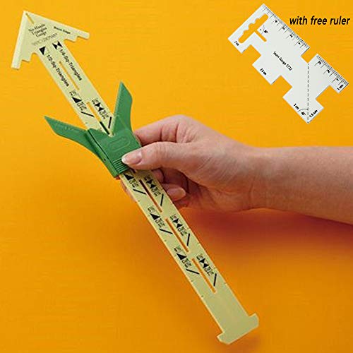 HONEYSEW No-Hassle Triangles Gauge Sewing Tool with Free Seam Gauge Ruler