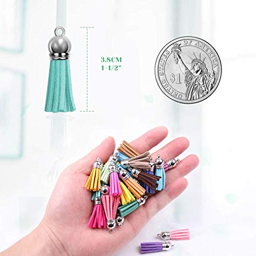 Tassels, Paxcoo 240Pcs Keychain Tassels Bulk for Jewelry Making and Crafts, Keychain Making Charms Supplies for Acrylic Blank Keychains, Bracelets and Jewelry Making