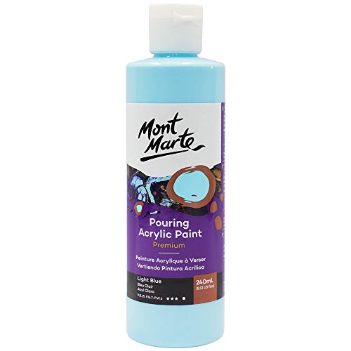 MONT MARTE Premium Pouring Acrylic Paint, 240ml (8.11oz), Light Blue, Pre-Mixed Acrylic Paint, Suitable for a Variety of Surfaces Including Stretched Canvas, Wood, MDF and Air Drying Clay.
