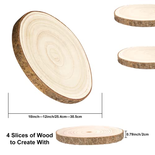 Natural Round Wood Slices 4 Pack 9-11 inches Unfinished Wood kit Circles DIY Crafts Wood Ornament Discs