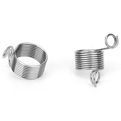 Yarn Guide Knitting Thimble, 2 Piece 2 Size Stainless Steel Coiled Knitting Thimble Finger Ring for Knitting Crafts Accessories Tool