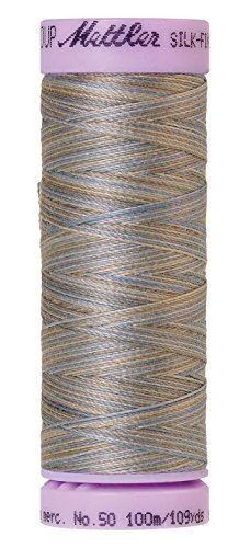Mettler Silk-Finish Variegated Cotton Thread, 109 yd/100m, Silvery Blues